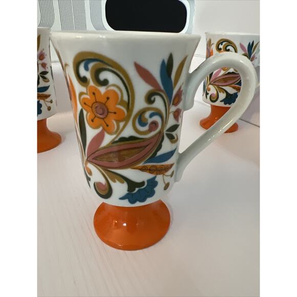 Royal Crown Arnart Psychedelic Mugs Cups Mug Groovy Pedestal Footed Set Of 6 - Picture 13 of 16